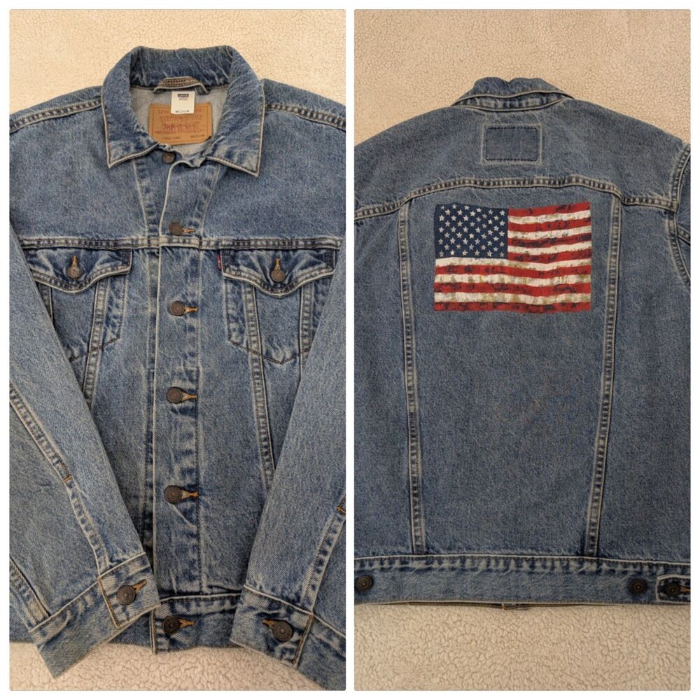 Vintage Levi's Trucker Jacket Medium Flag Mens Retro Outdoor Classic Everyday 83
